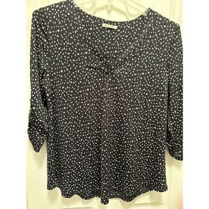 Beacon Large top L 3/4 sleeve shirt, black tan lightweight, great condition